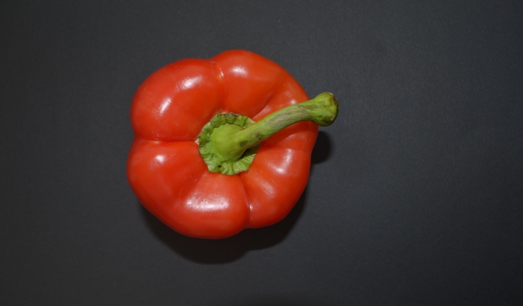 Сладкий красный перец на сером фоне