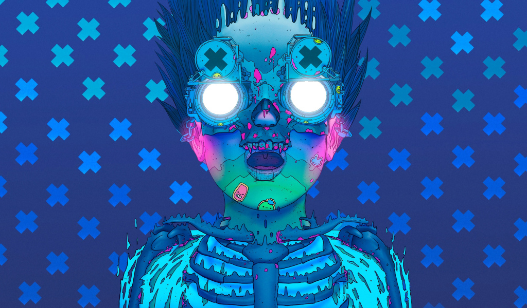 Человек с очками на синем фоне