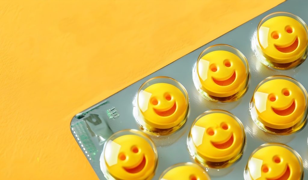 Желтые таблетки смайлы в блистере 