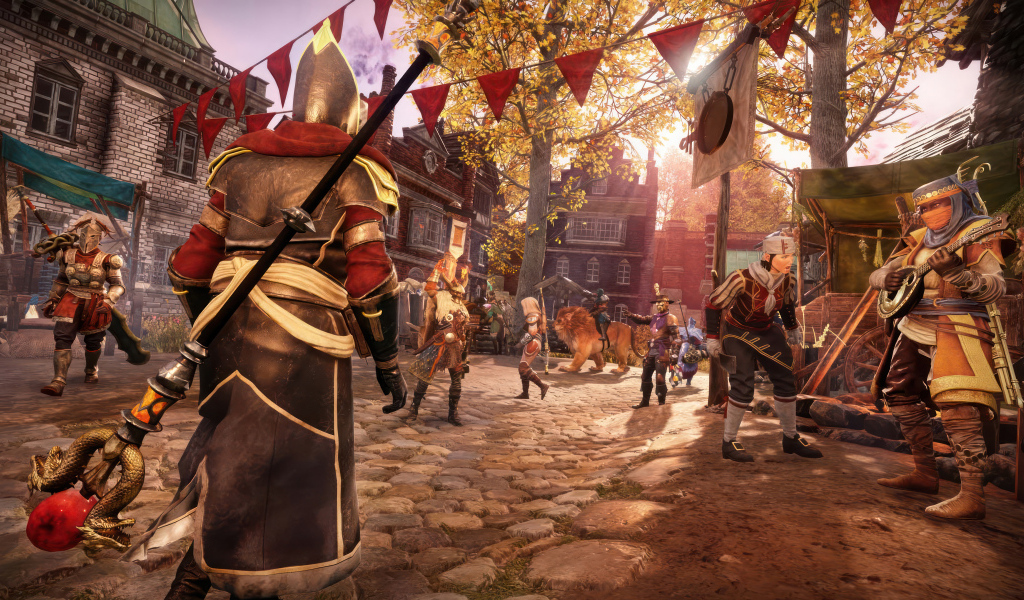 Улица города в компьютерной игре New World: Aeternum, 2024