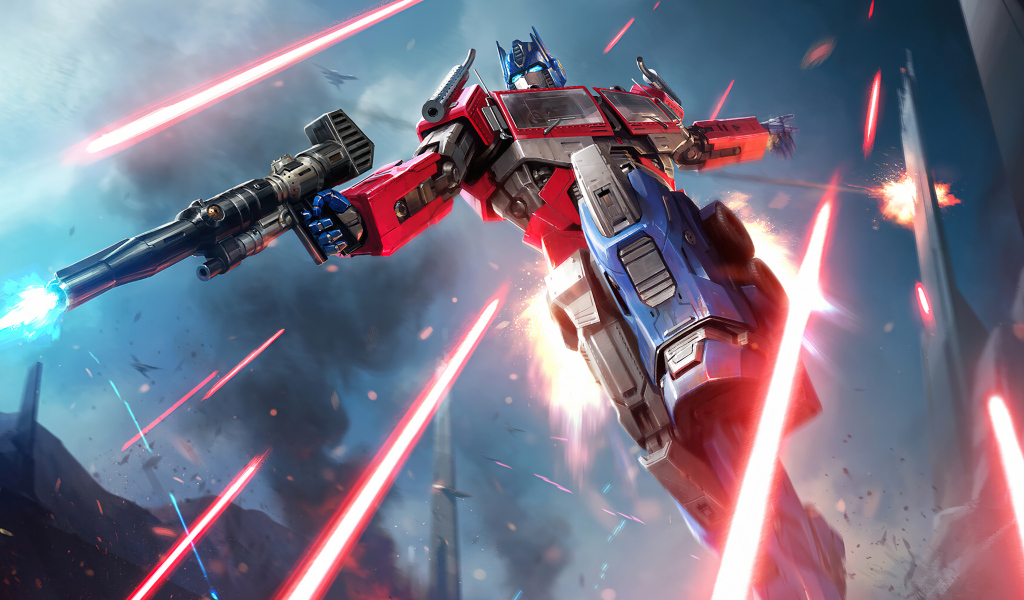 Робот с оружием в городе