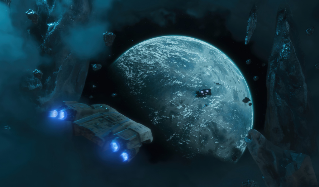 Вид на планету в компьютерной игре Star Wars Outlaws, 2024