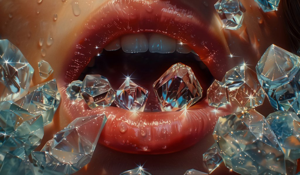 Женские губы с бриллиантами