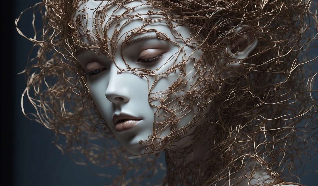 Девушка 3д покрыта сетями