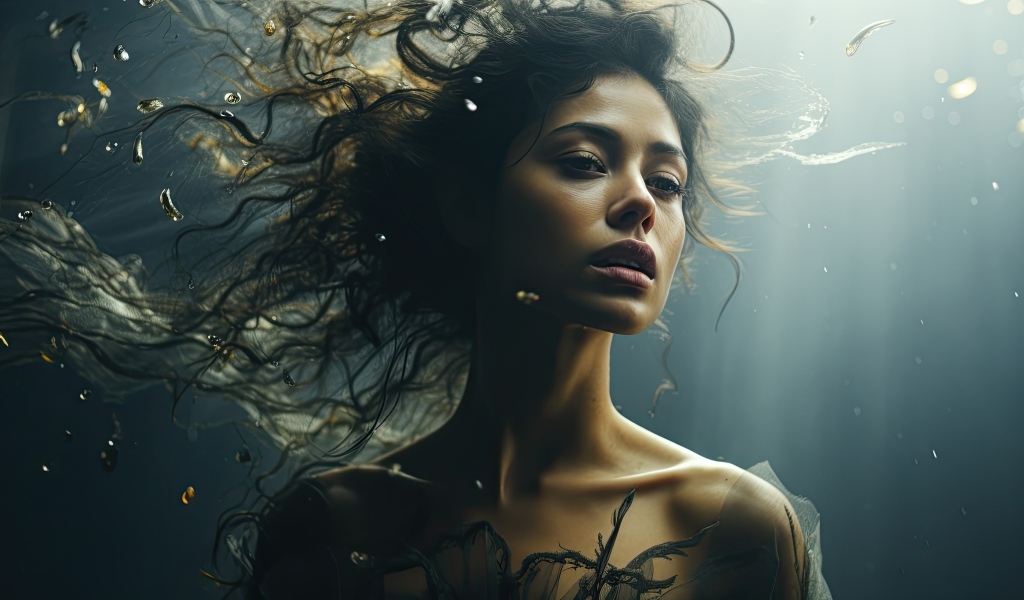 Ветер развивает волосы красивой девушки