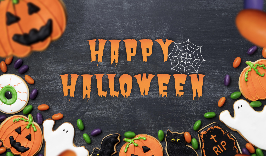 Поздравление на праздник Хэллоуин с надписью