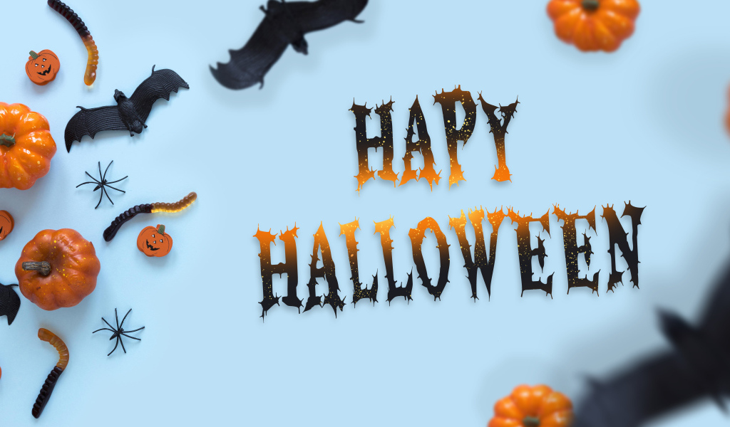 Баннер на Хэллоуин на голубом фоне