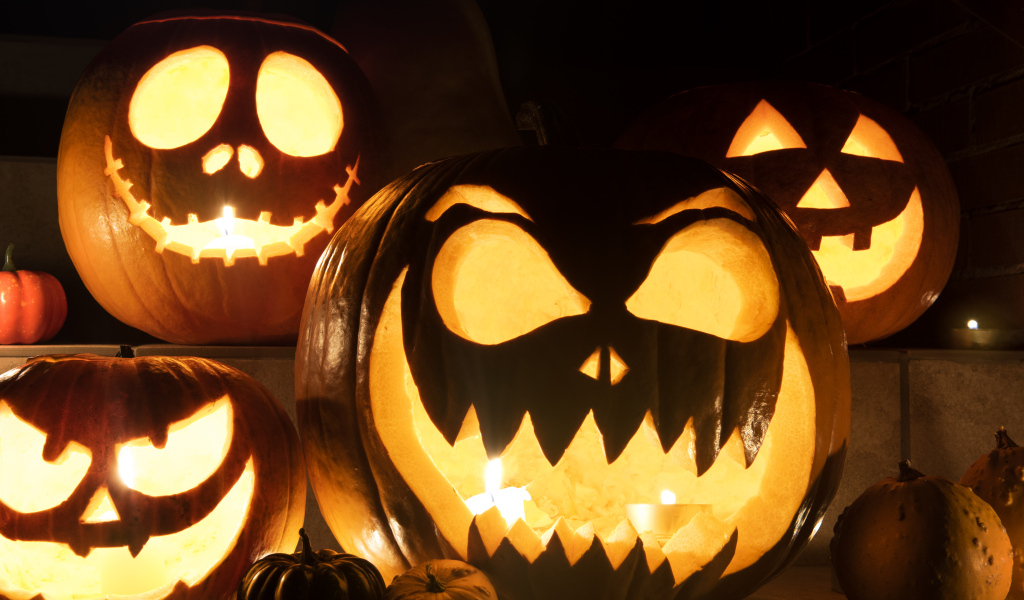 Жуткие тыквы фонари на праздник Хэллоуин
