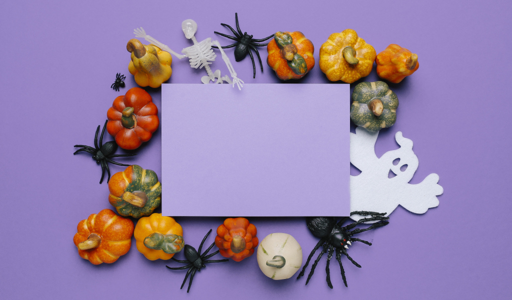 Шаблон с декором для поздравительной открытки на Хеллоуин 