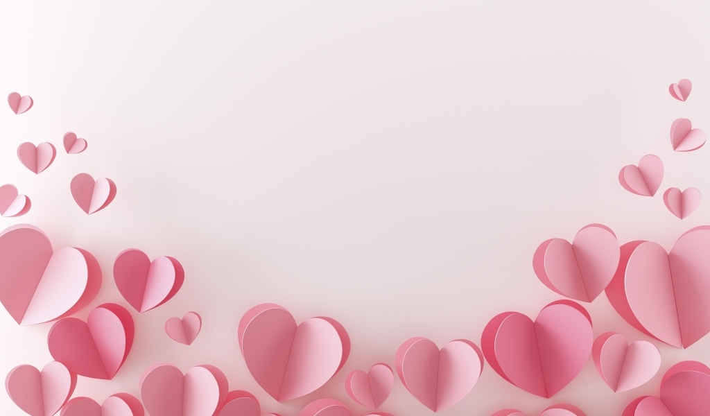Фон из розовых бумажных сердечек 