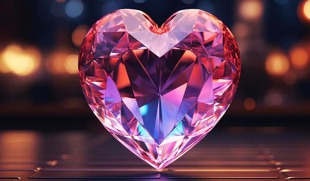 Большое розовое драгоценное сердце