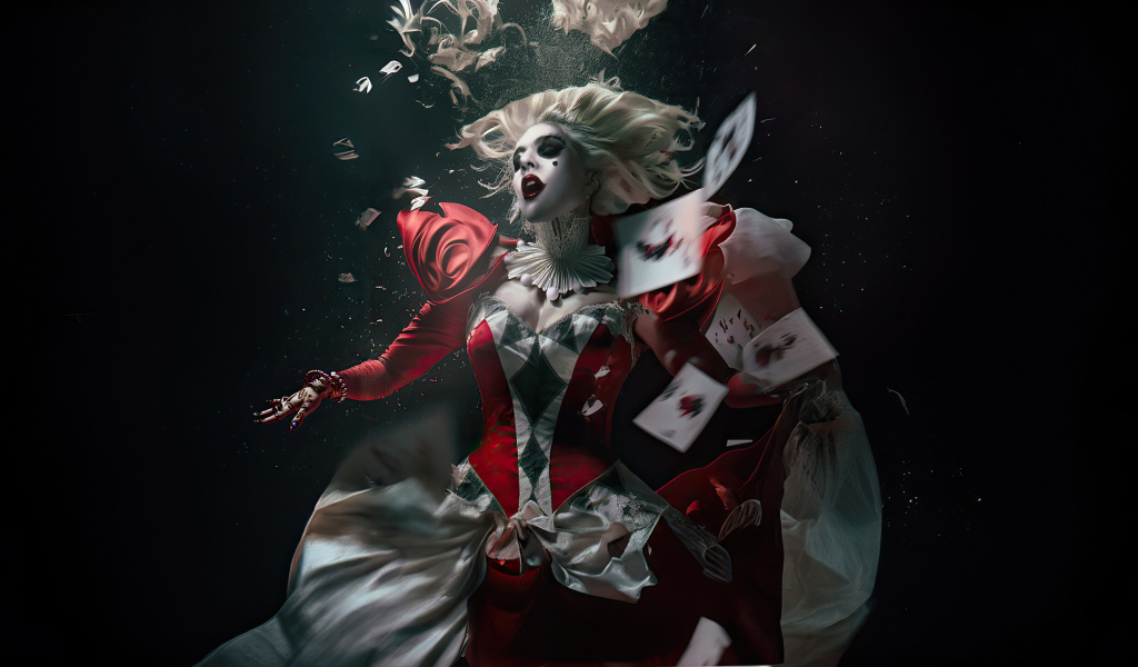 Персонаж Харли Квинн с картами в новом фильме Джокер: Безумие на двоих, 2024
