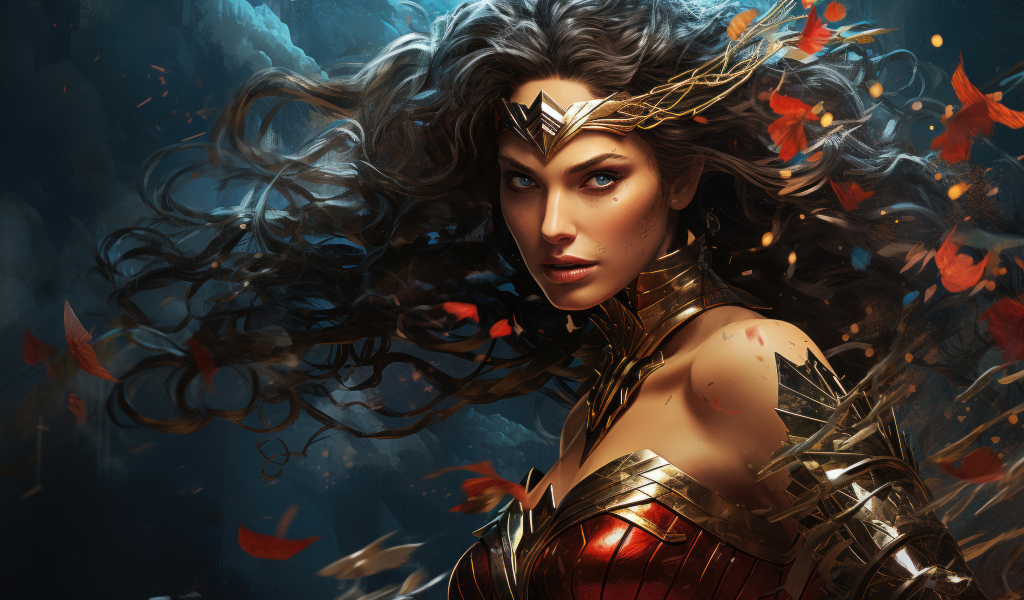 Супер женщина воин в костюме