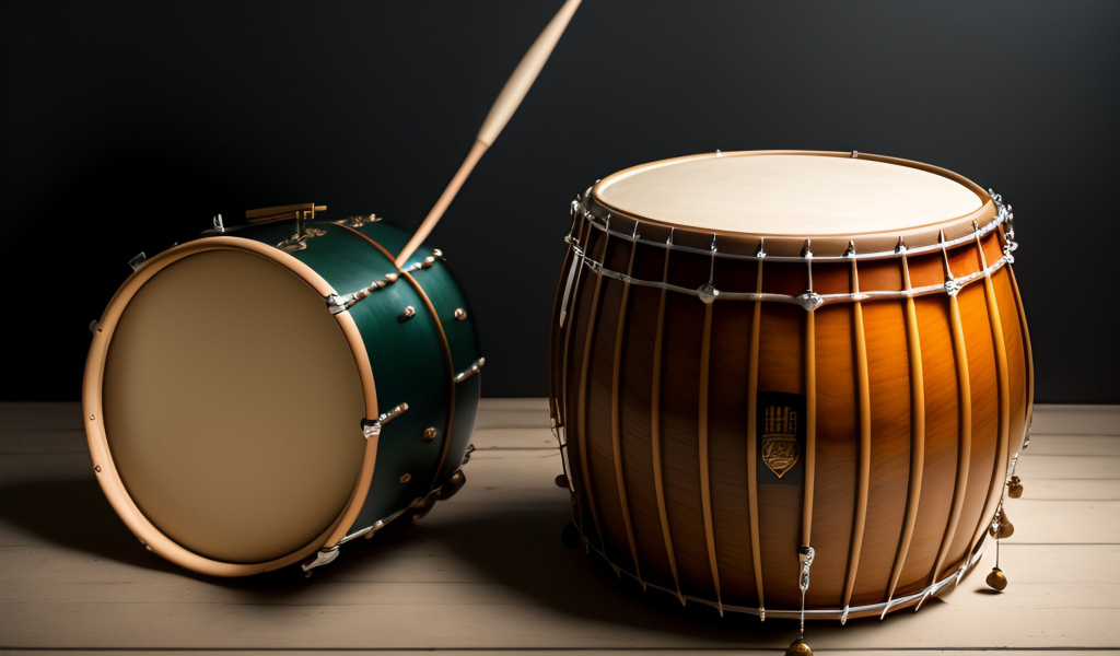 Барабаны на сером фоне