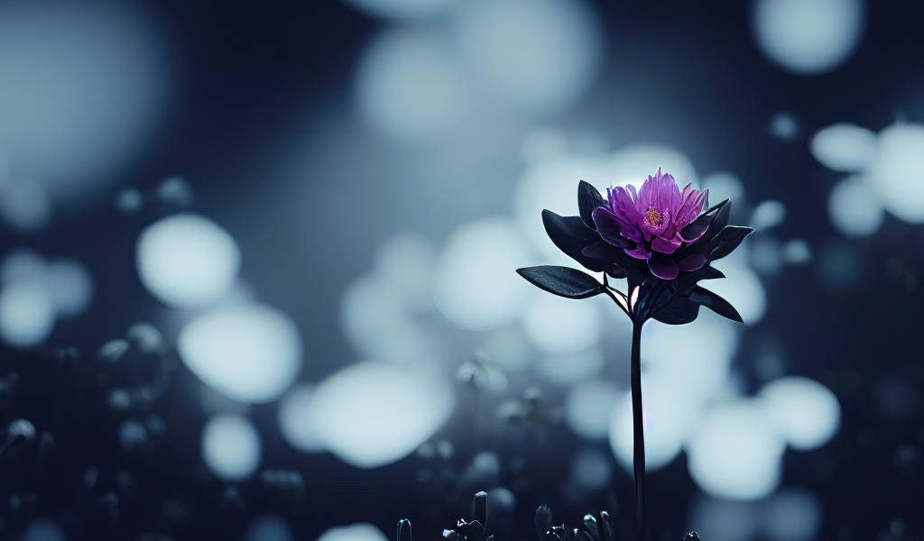 Маленький фиолетовый цветок крупным планом