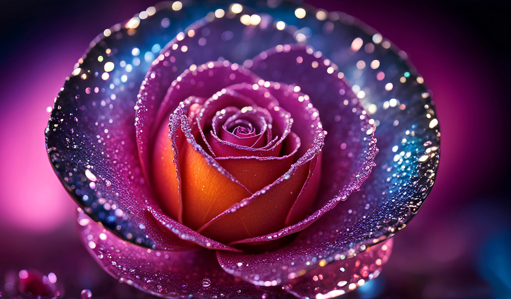 Необычная фантастическая роза с блестками