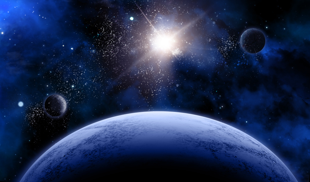 Яркая вспышка в космосе на фоне планеты Земля