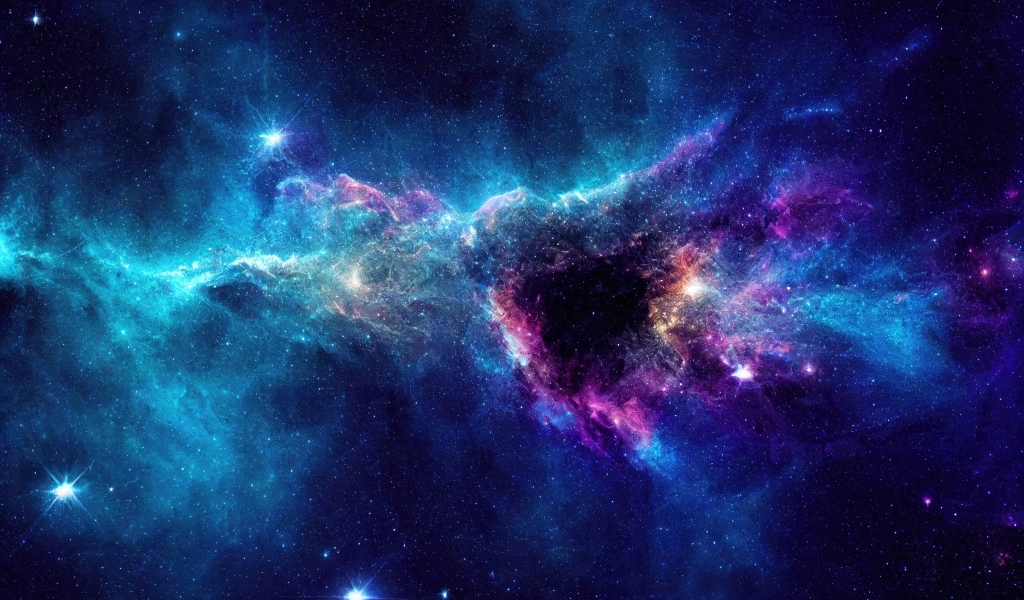 Яркая космическая туманность со звездами