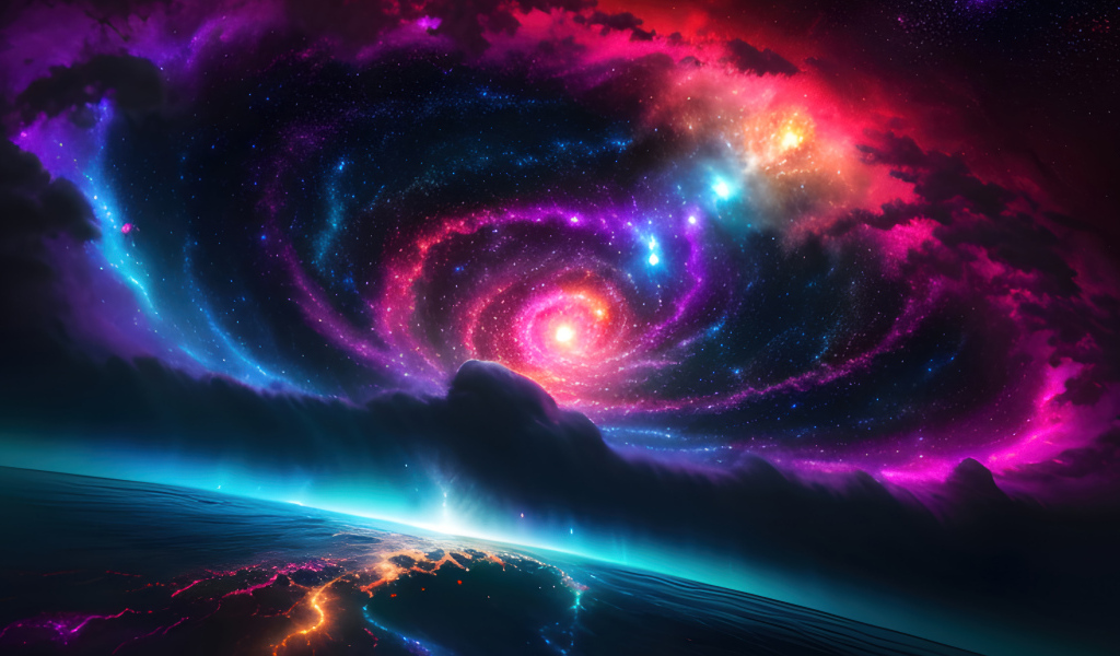 Фантастическая разноцветная спираль в космосе