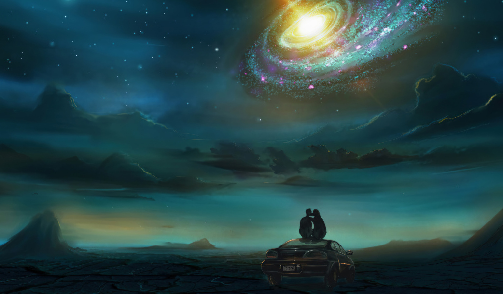 Космическая дыра в небе над горами