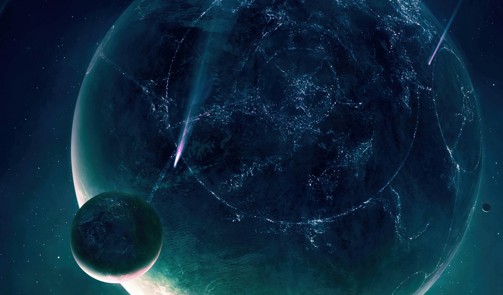 Вид на планеты в открытом бескрайнем космосе 