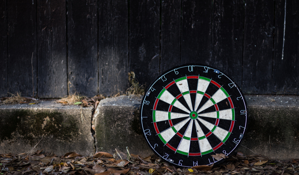 Доска мишень для дартс на земле