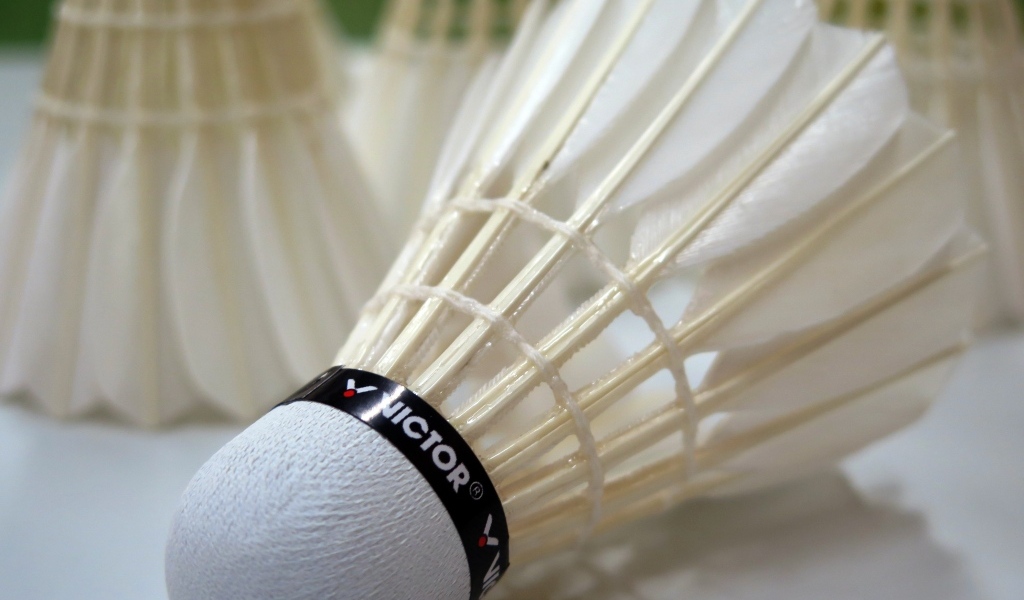 Волан для игры в бадминтон крупным планом