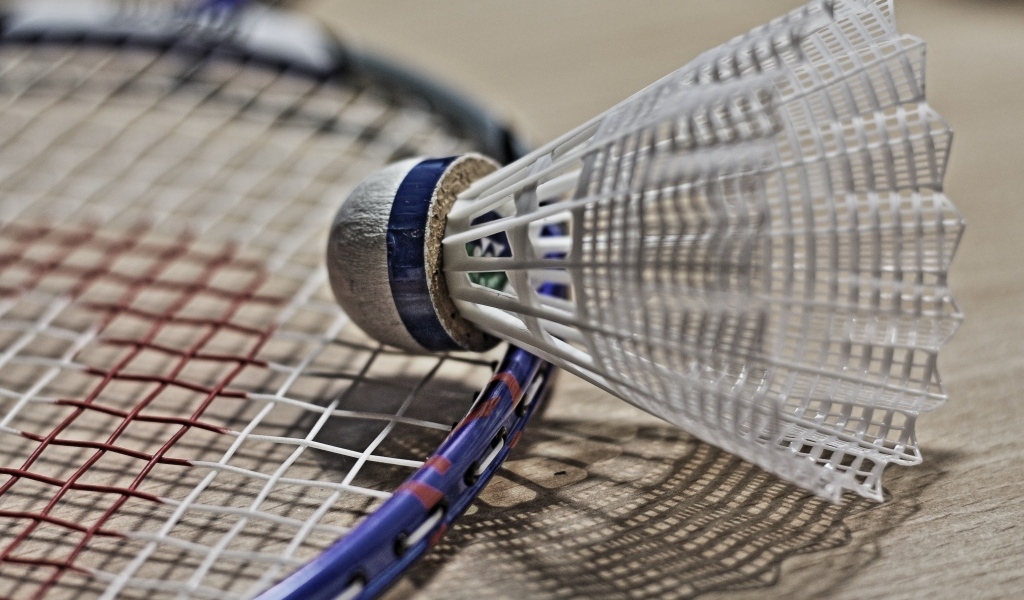 Волан с ракеткой для игры в бадминтон