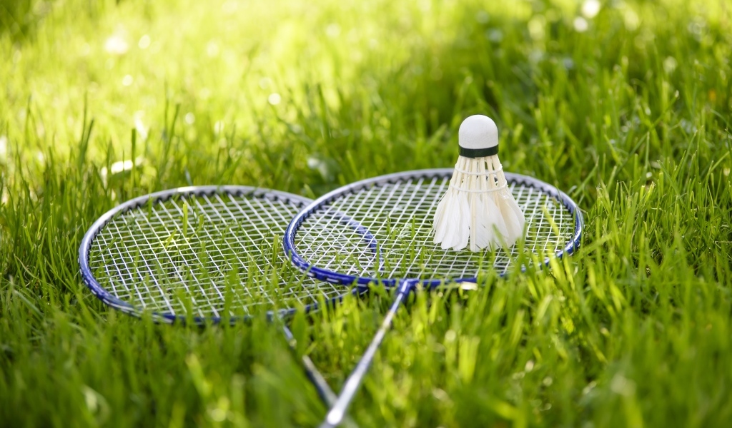 Две ракетки и воланчик для игры в бадминтон