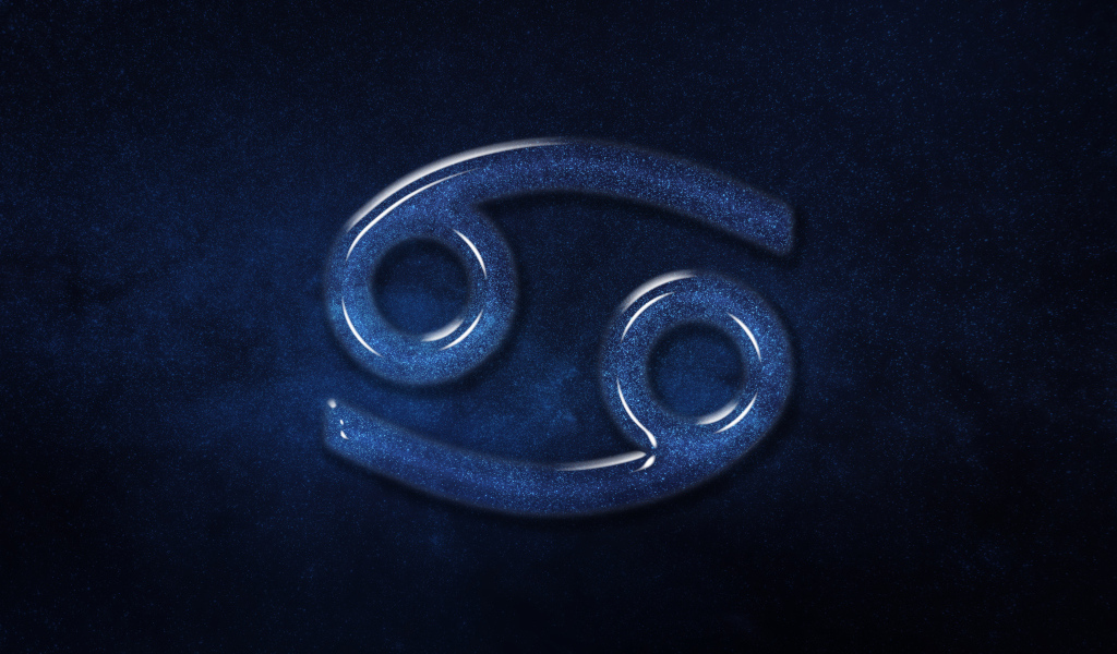 Синий блестящий знак зодиака рак