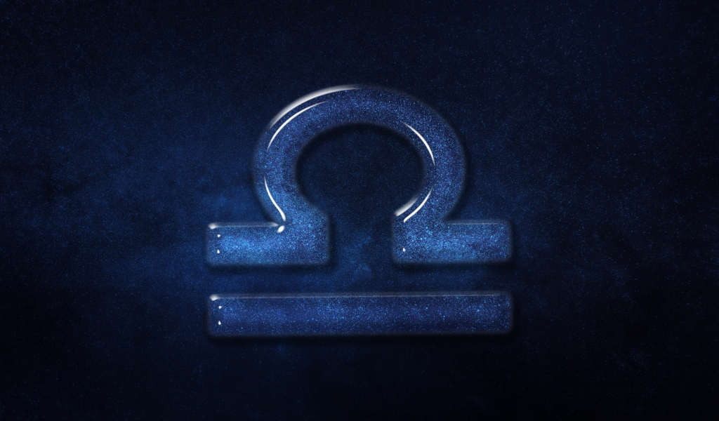 Синий блестящий знак зодиака весы 