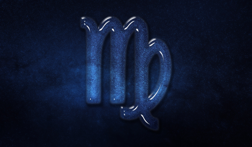 Синий блестящий знак зодиака  дева