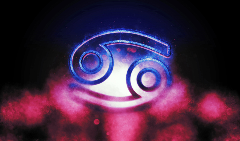 Знак зодиака рак на фоне розового дыма