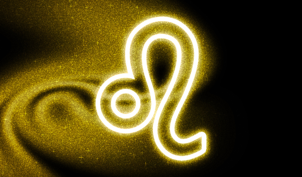 Золотистая пыль со знаком зодиака лев на черном фоне