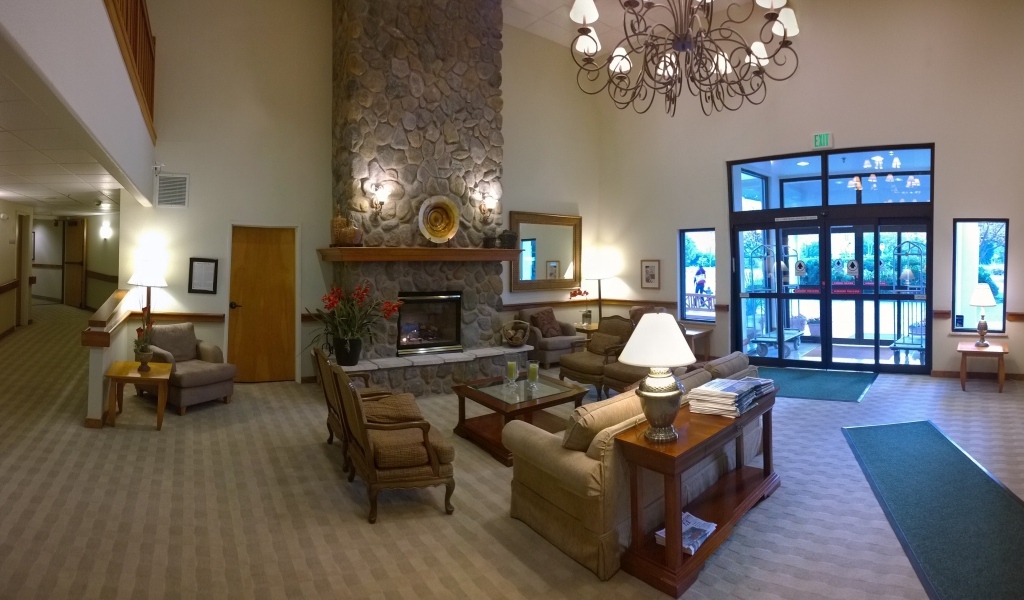 Красивая мебель в гостиной с камином