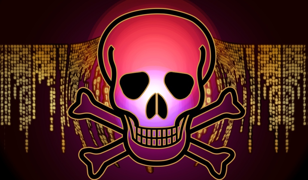 Череп вирус на бинарном коде