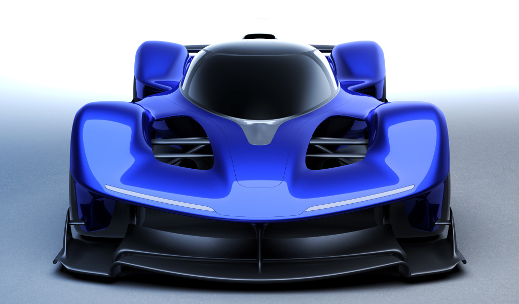 Вид спереди на синий спортивный автомобиль Red Bull RB17 Prototype 2024 года
