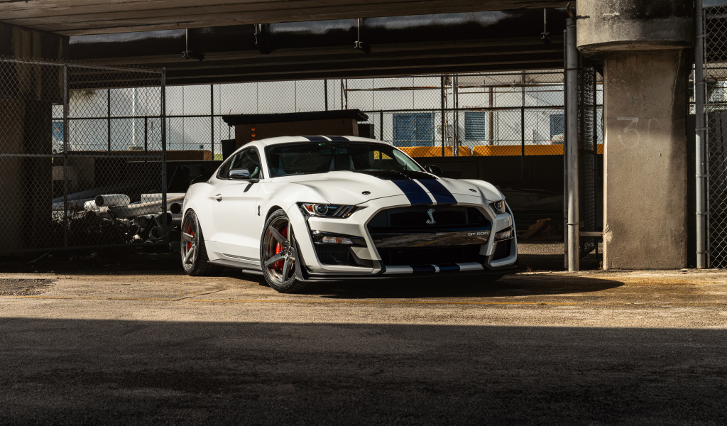 Автомобиль Mustang GT500 в ангаре