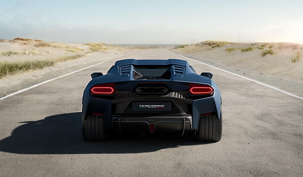 Вид сзади на автомобиль Lamborghini Temerario