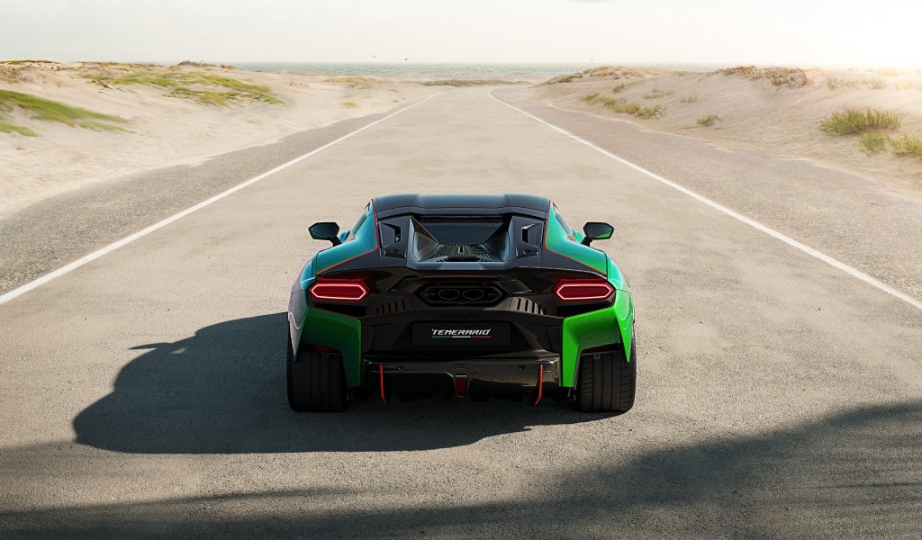 Вид сзади на автомобиль Lamborghini Temerario Alleggerita