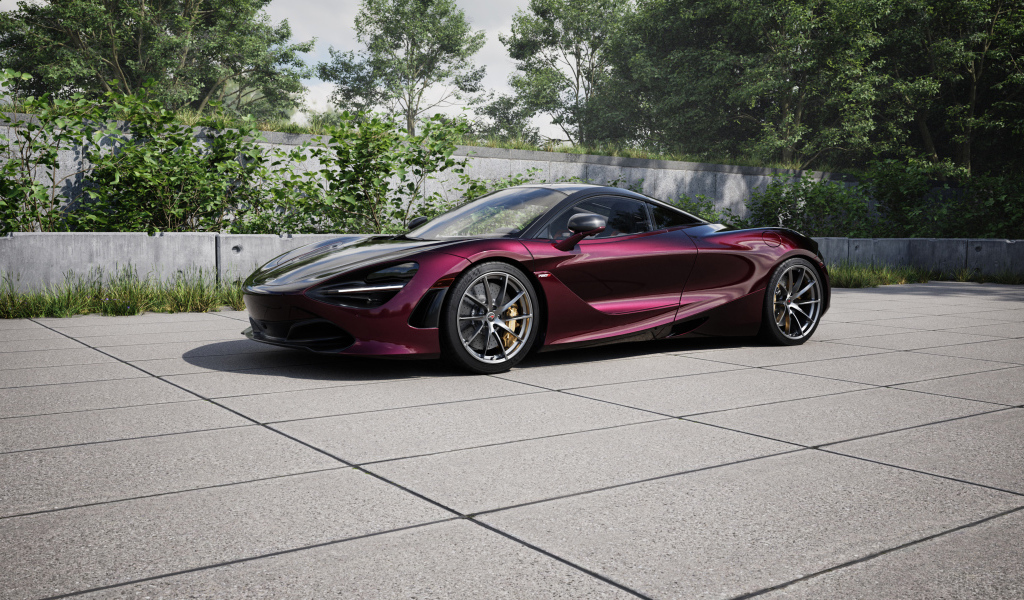 Бордовый автомобиль McLaren 720S