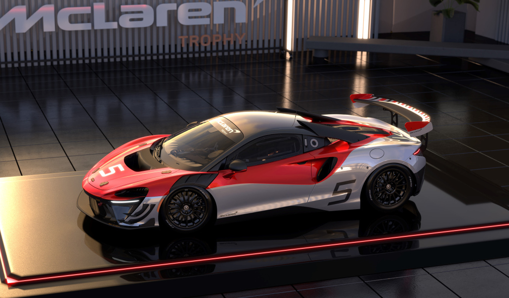 Быстрый гоночный автомобиль McLaren Artura Trophy EVO