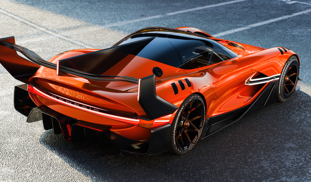 Вид сзади на спортивный автомобиль Genesis X Gran Racer VGT Concept 2024  года
