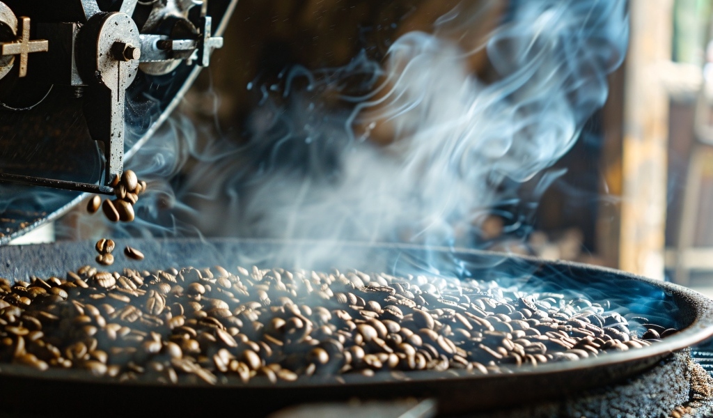 Ароматные кофейные зерна жарят на сковороде 