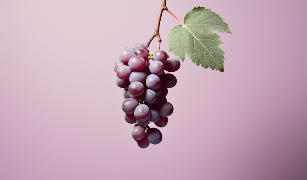 Гроздь винограда на сиреневом фоне
