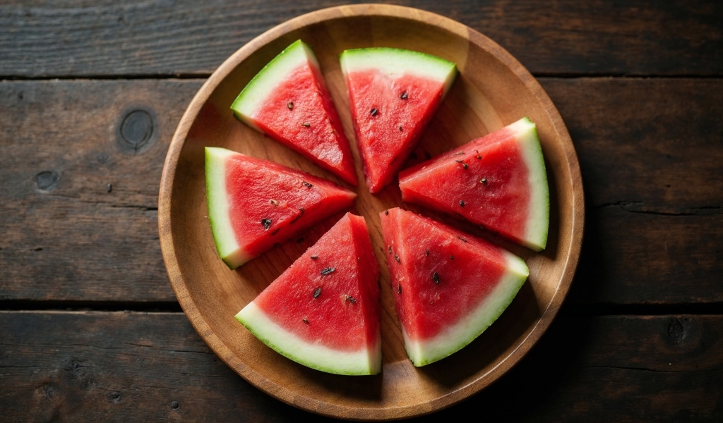 Кусочки сладкого красного арбуза на тарелке