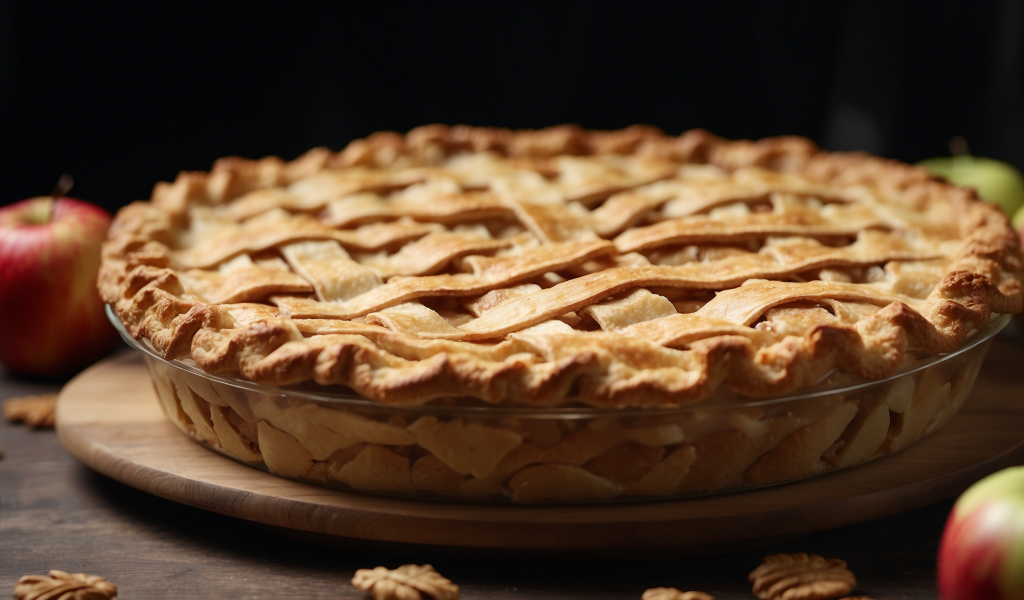 Красивый сладкий пирог с яблоками на столе