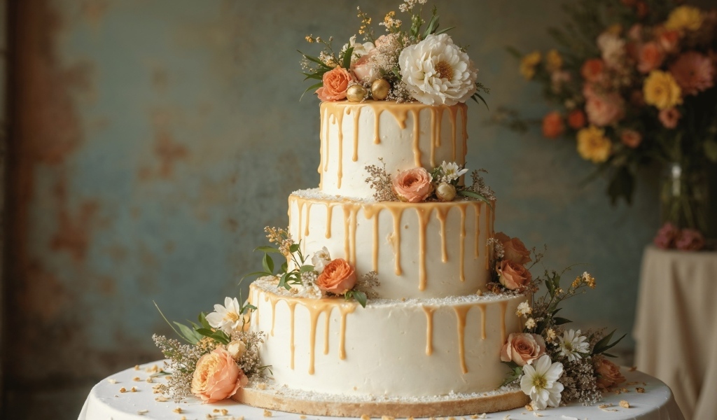 Большой красивый свадебный торт