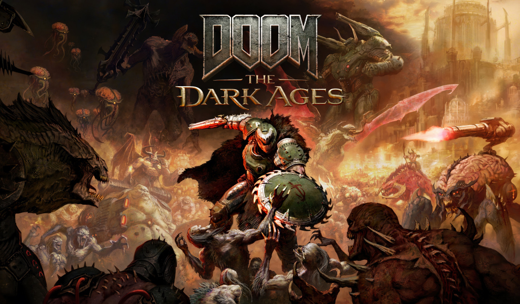 Постер новой компьютерной игры Doom: The Dark Ages, 2025