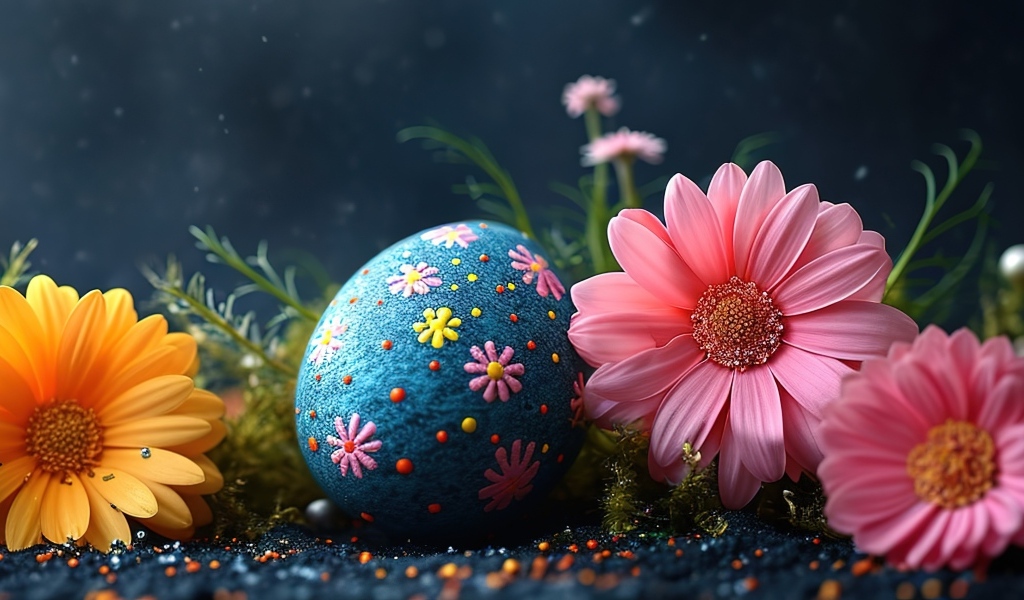 Пасхальное яйцо с цветами герберы